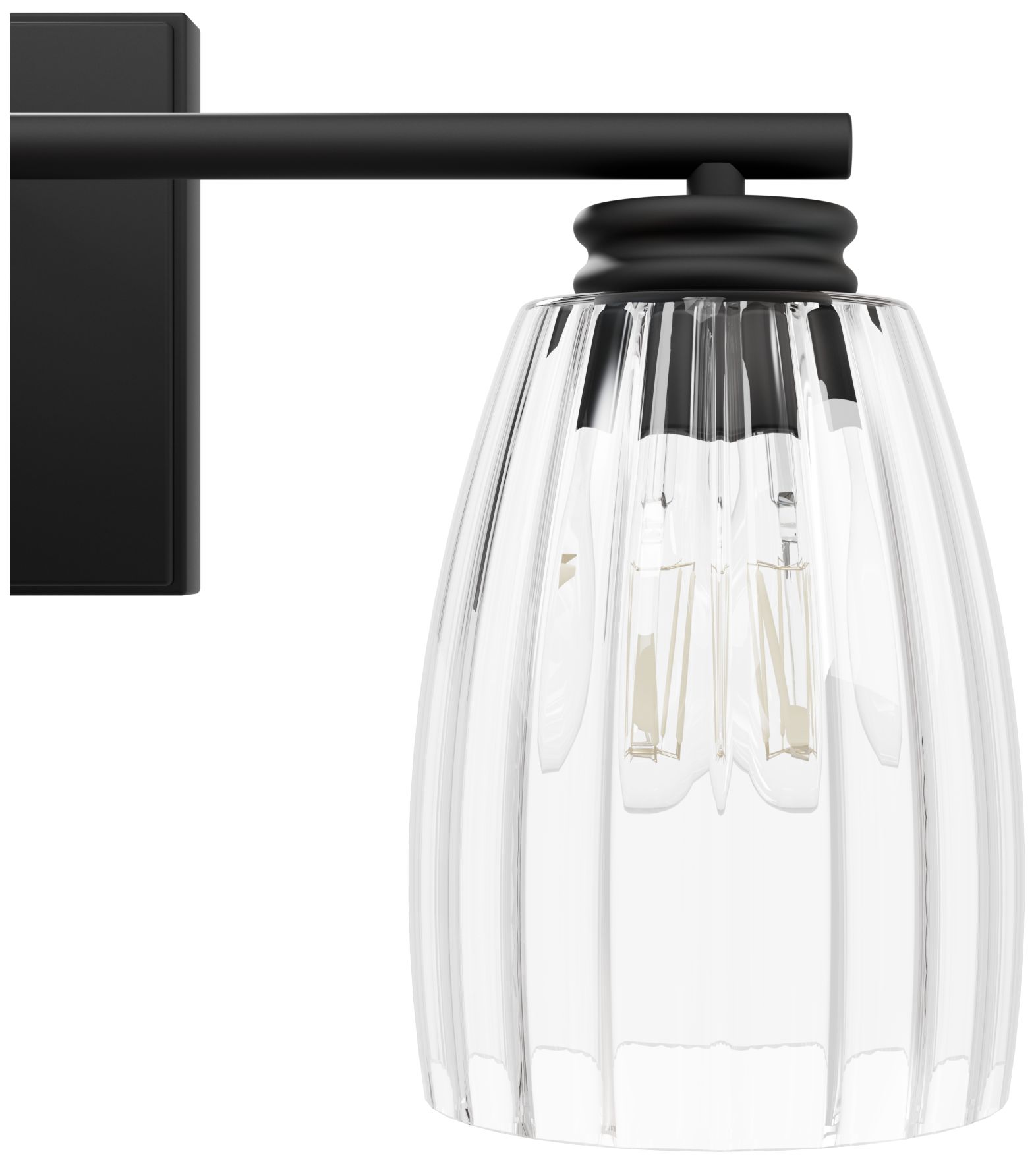 Image 7 Hunter Rossmoor Matte Black with Clear Fluted Glass 3 Light Bathroom Vanity more views