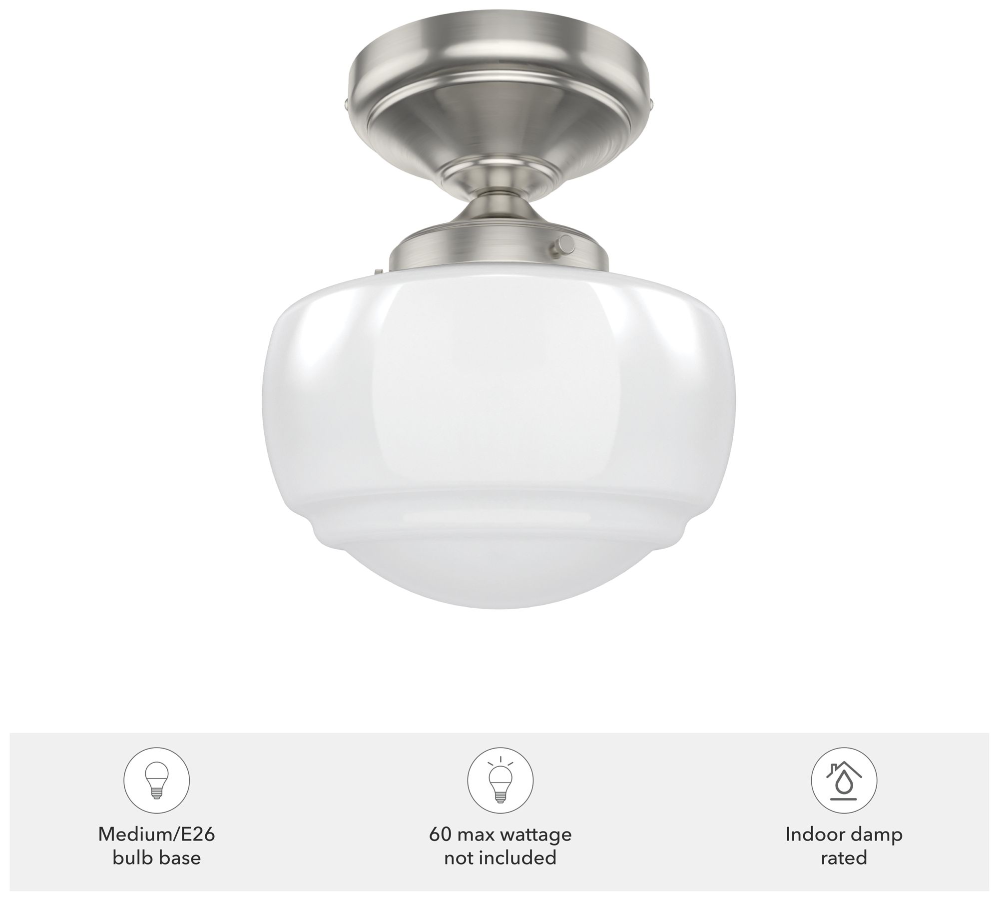 Image 3 Hunter Saddle Creek Brushed Nickel with Cased White Glass Flush Mount more views