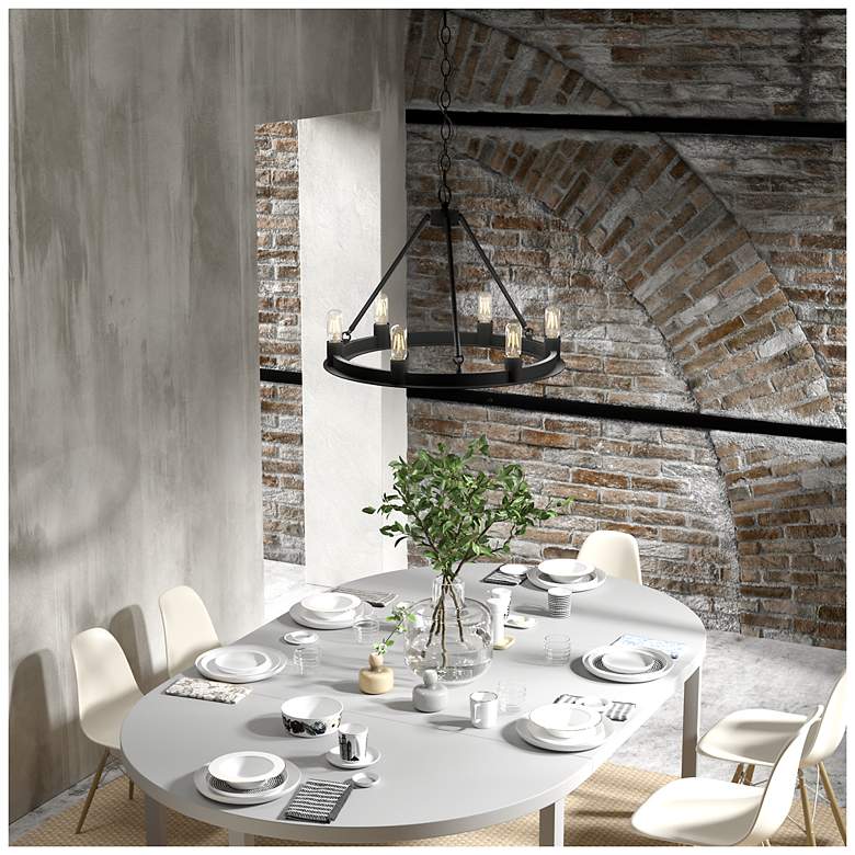 Image 3 Hunter Saddlewood Natural Iron 6 Light Chandelier more views