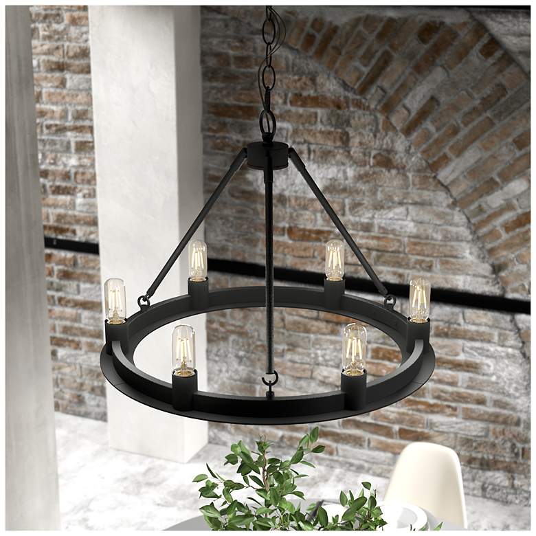 Image 4 Hunter Saddlewood Natural Iron 6 Light Chandelier more views