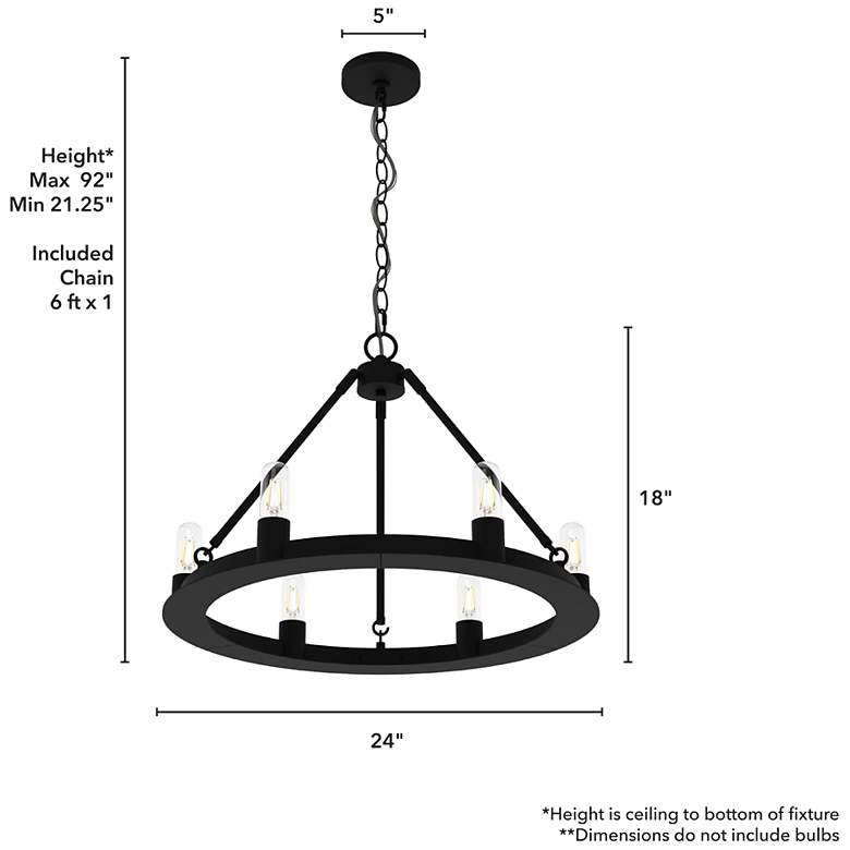 Image 5 Hunter Saddlewood Natural Iron 6 Light Chandelier more views
