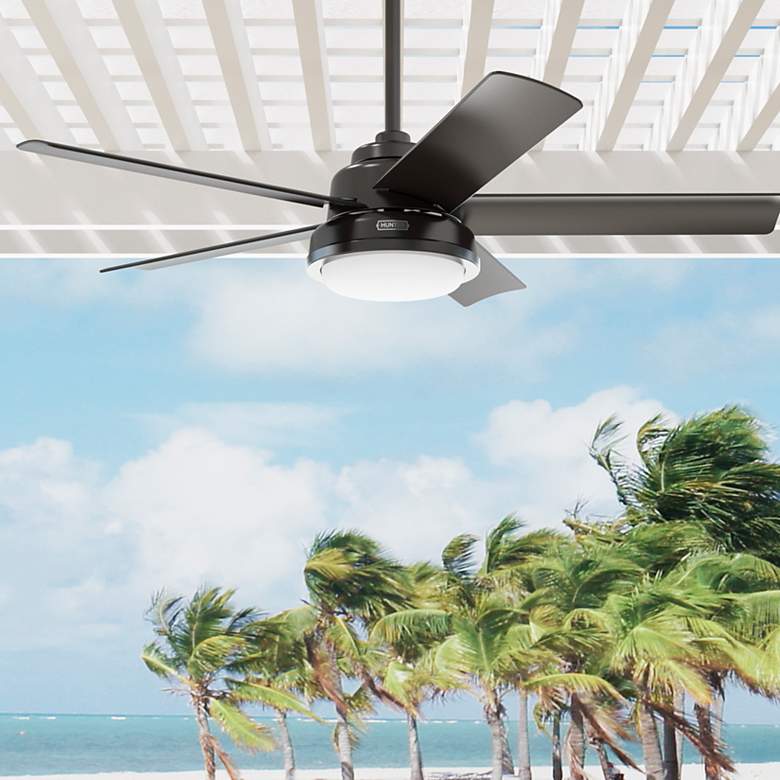 Image 1 Hunter Seawall LED 52 in Noble Bronze WeatherMax Outdoor Fan