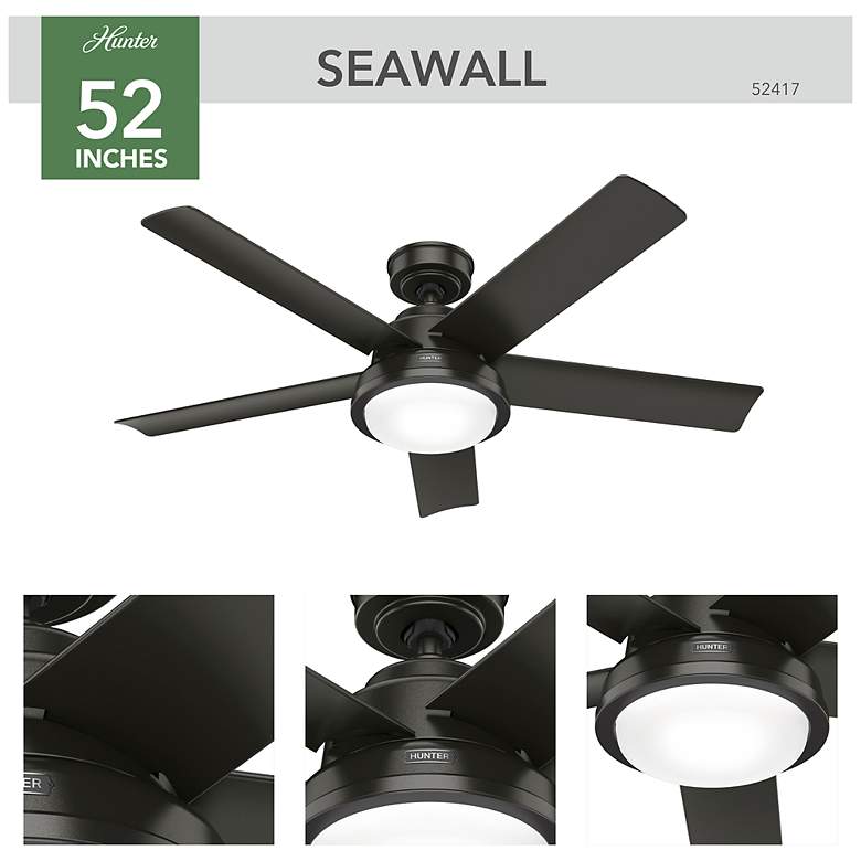 Image 6 Hunter Seawall LED 52 in Noble Bronze WeatherMax Outdoor Fan more views