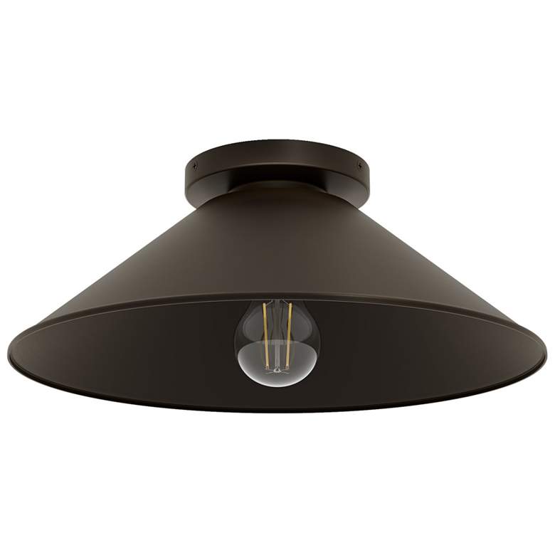 Image 1 Hunter Skyflow Matte Bronze Outdoor 1 Light 14 Inch Medium Flush Mount