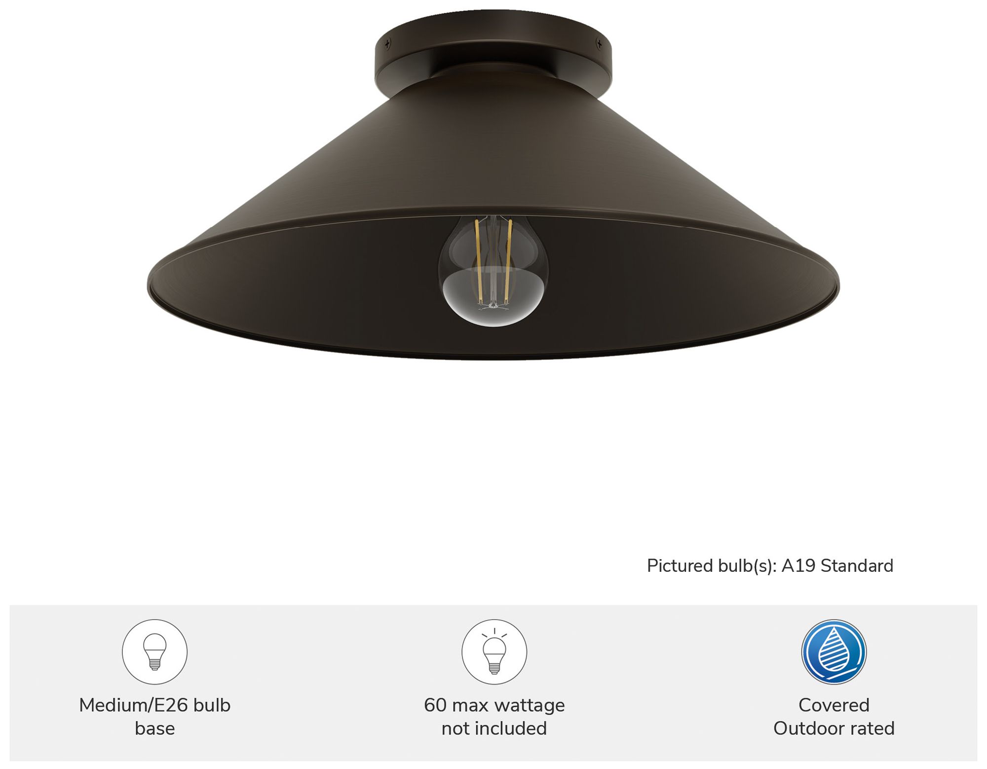 Image 6 Hunter Skyflow Matte Bronze Outdoor 1 Light 14 Inch Medium Flush Mount more views