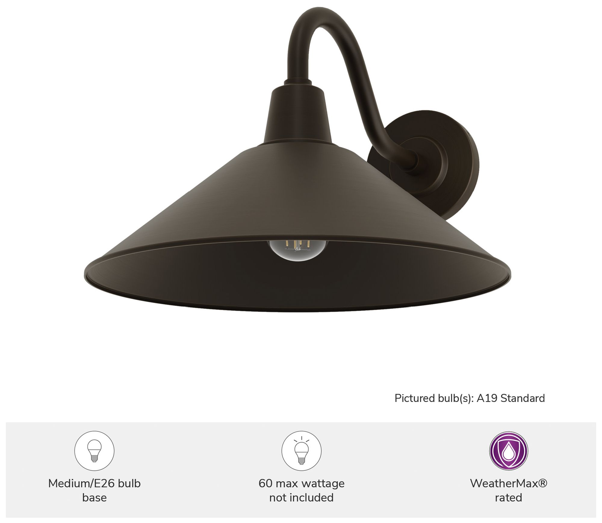 Image 6 Hunter Skyflow Matte Bronze Outdoor WeatherMax Medium Wall Light more views