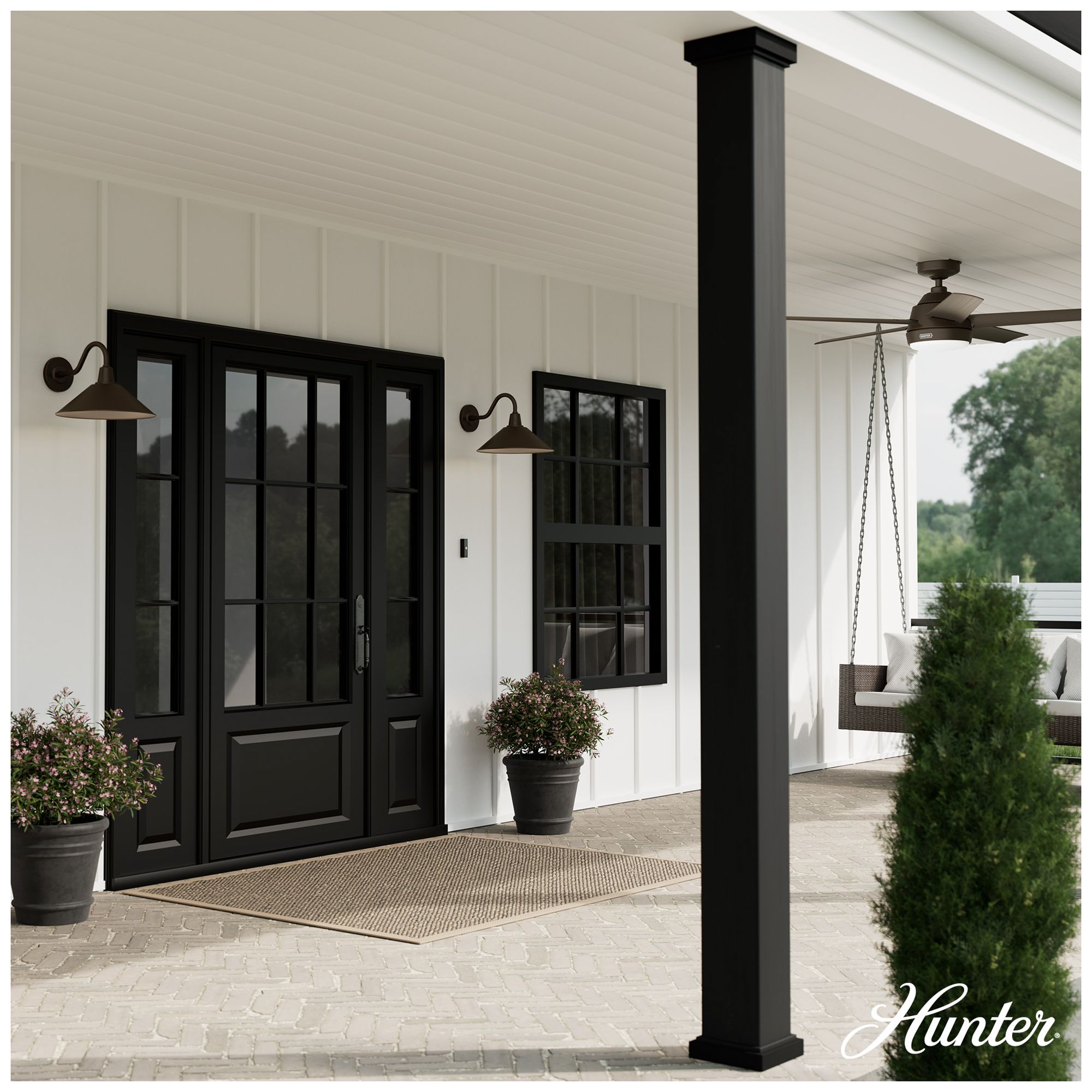 Image 7 Hunter Skyflow Matte Bronze Outdoor WeatherMax Medium Wall Light more views