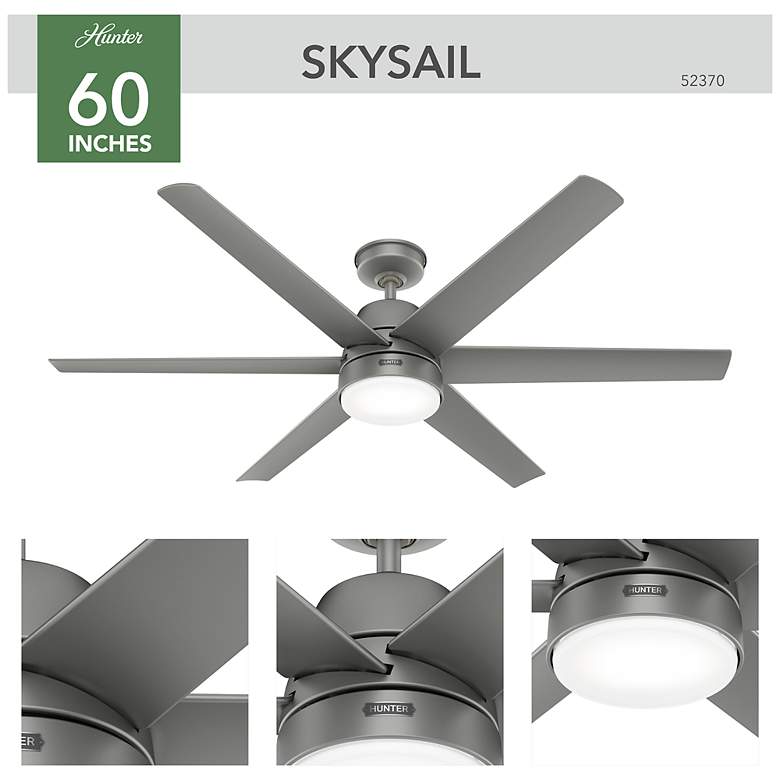 Image 6 Hunter Skysail LED 60 in Fresh White ENERGY STAR WeatherMax Outdoor Fan more views