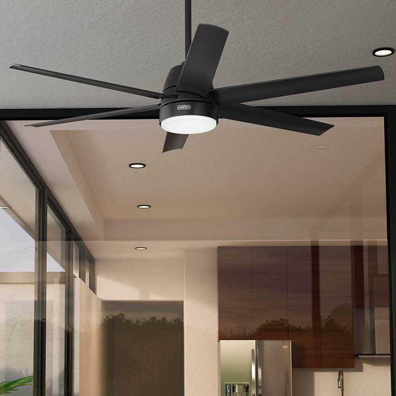 Image 1 Hunter Skysail LED 60 in Matte Black ENERGY STAR WeatherMax Outdoor Fan