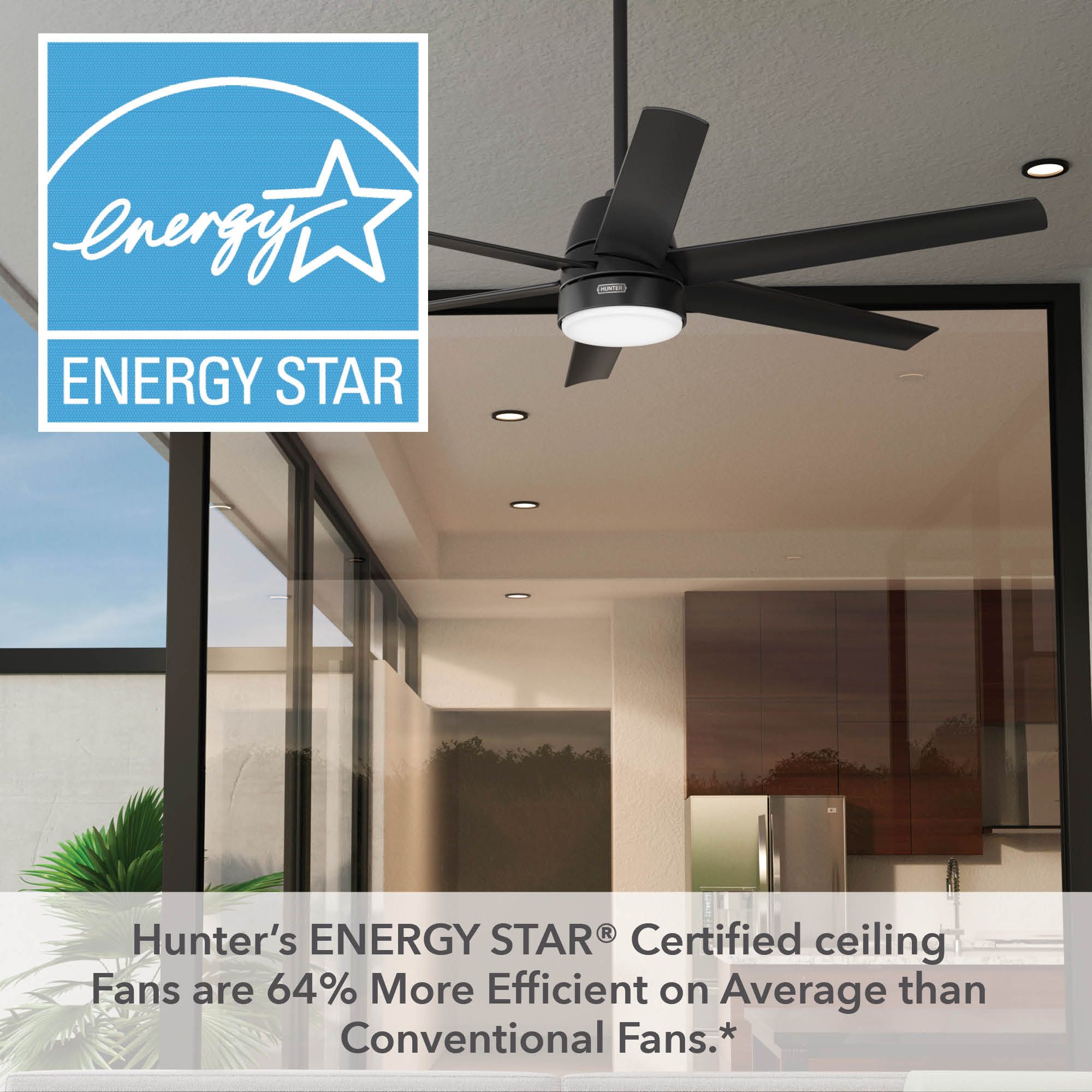 Hunter Skysail LED 60 in Matte Black ENERGY STAR WeatherMax Outdoor Fan