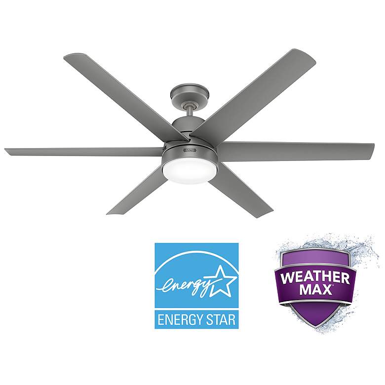 Image 3 Hunter Skysail LED 60 in Matte Silver ENERGY STAR WeatherMax Outdoor Fan more views