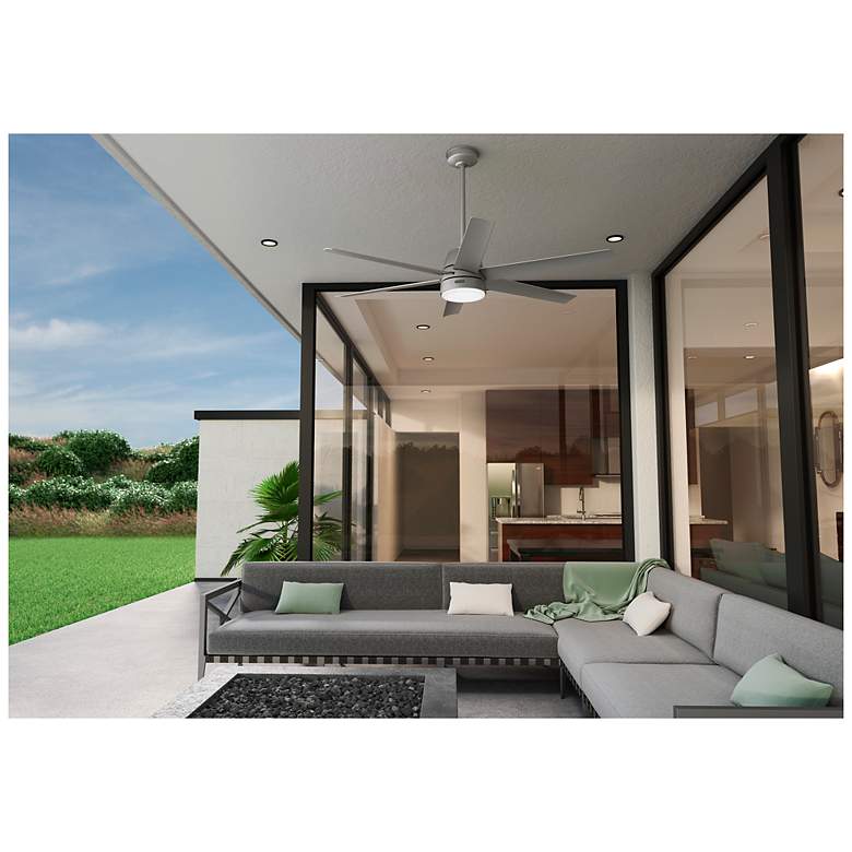 Image 5 Hunter Skysail LED 60 in Matte Silver ENERGY STAR WeatherMax Outdoor Fan more views