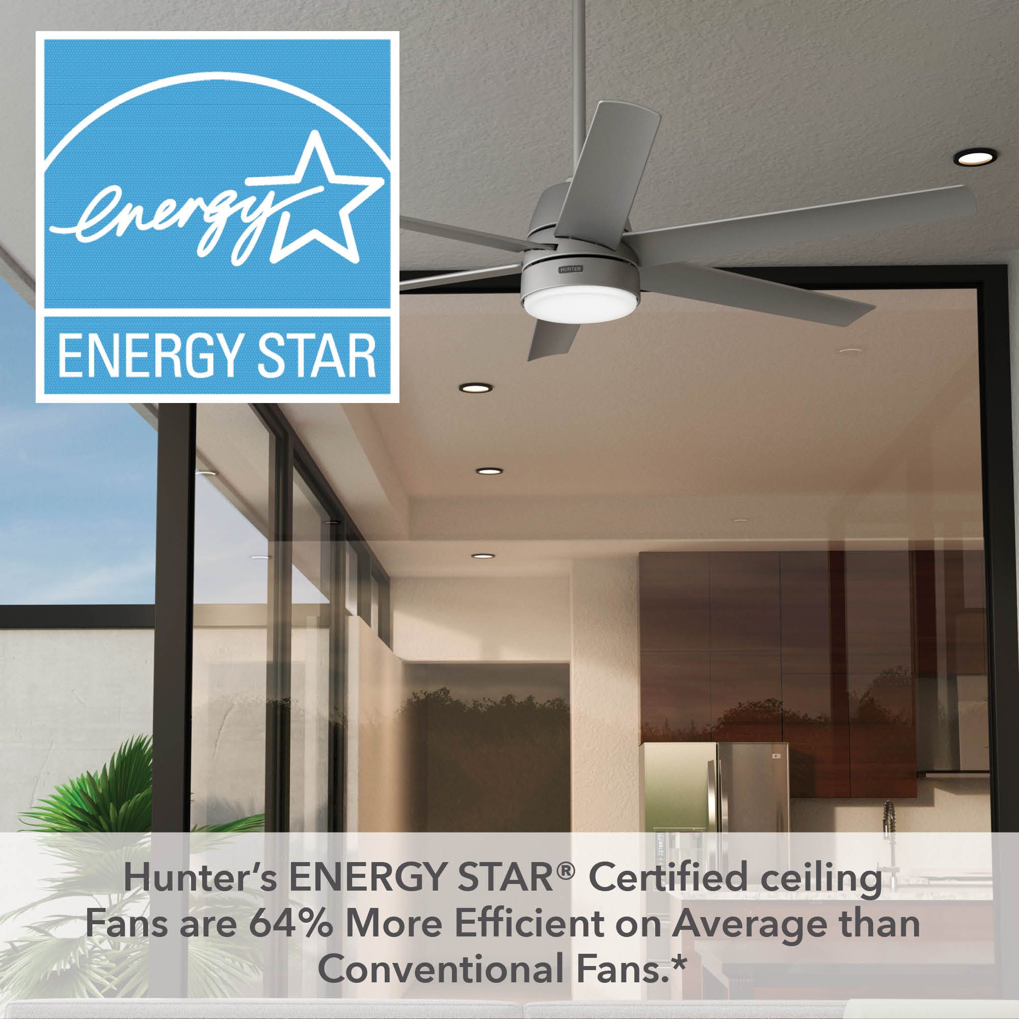 Hunter Skysail LED 60 in Matte Silver ENERGY STAR WeatherMax Outdoor Fan