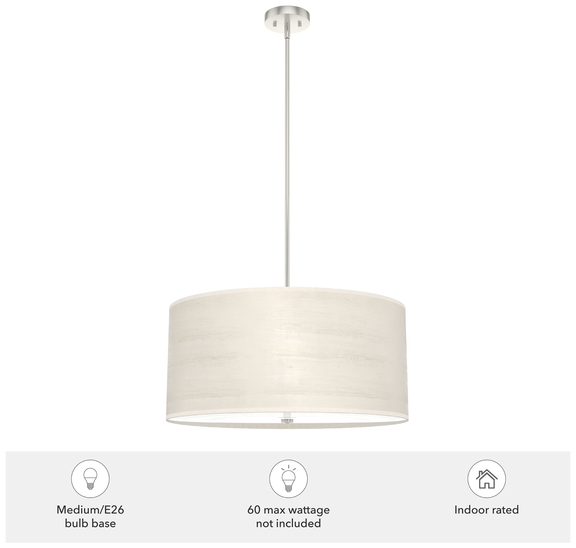 Image 3 Hunter Solhaven Bleached Alder and Brushed Nickel 4 Light Pendant more views