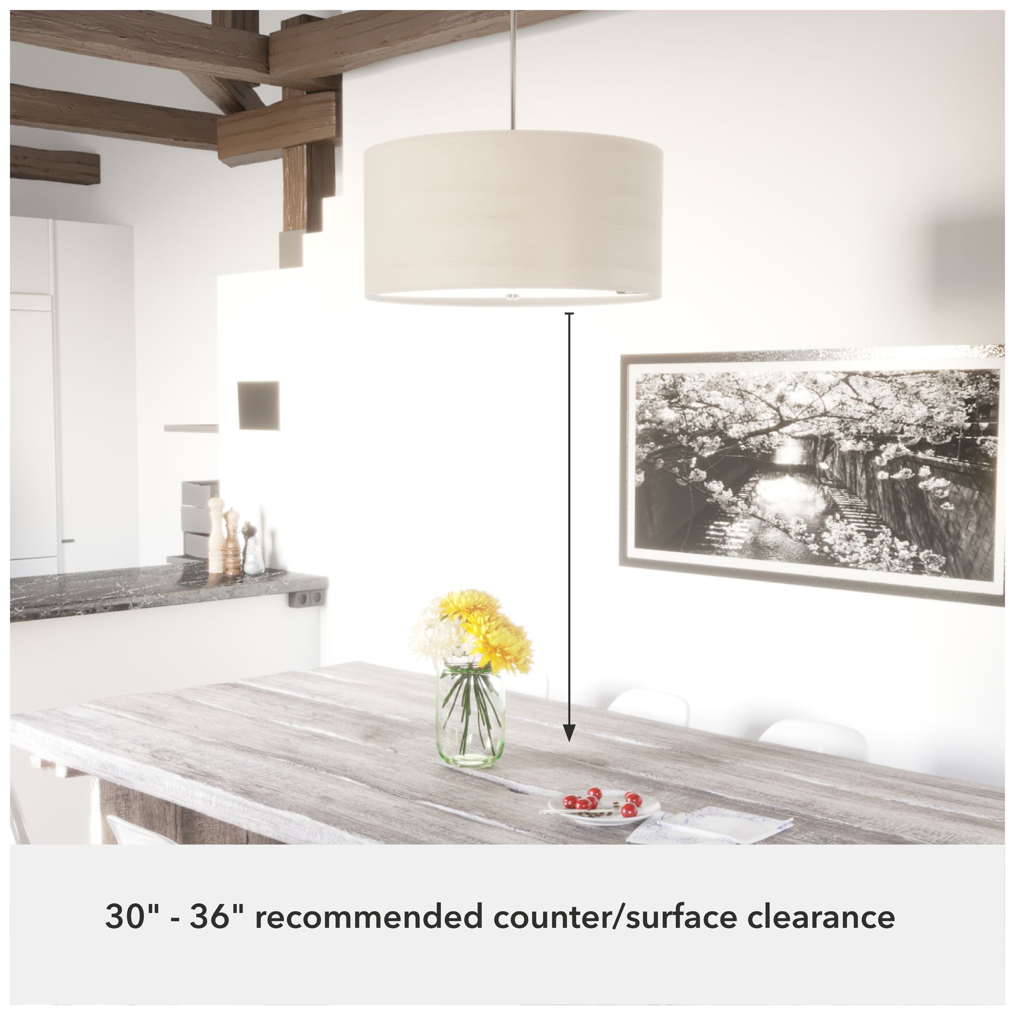 Image 4 Hunter Solhaven Bleached Alder and Brushed Nickel 4 Light Pendant more views