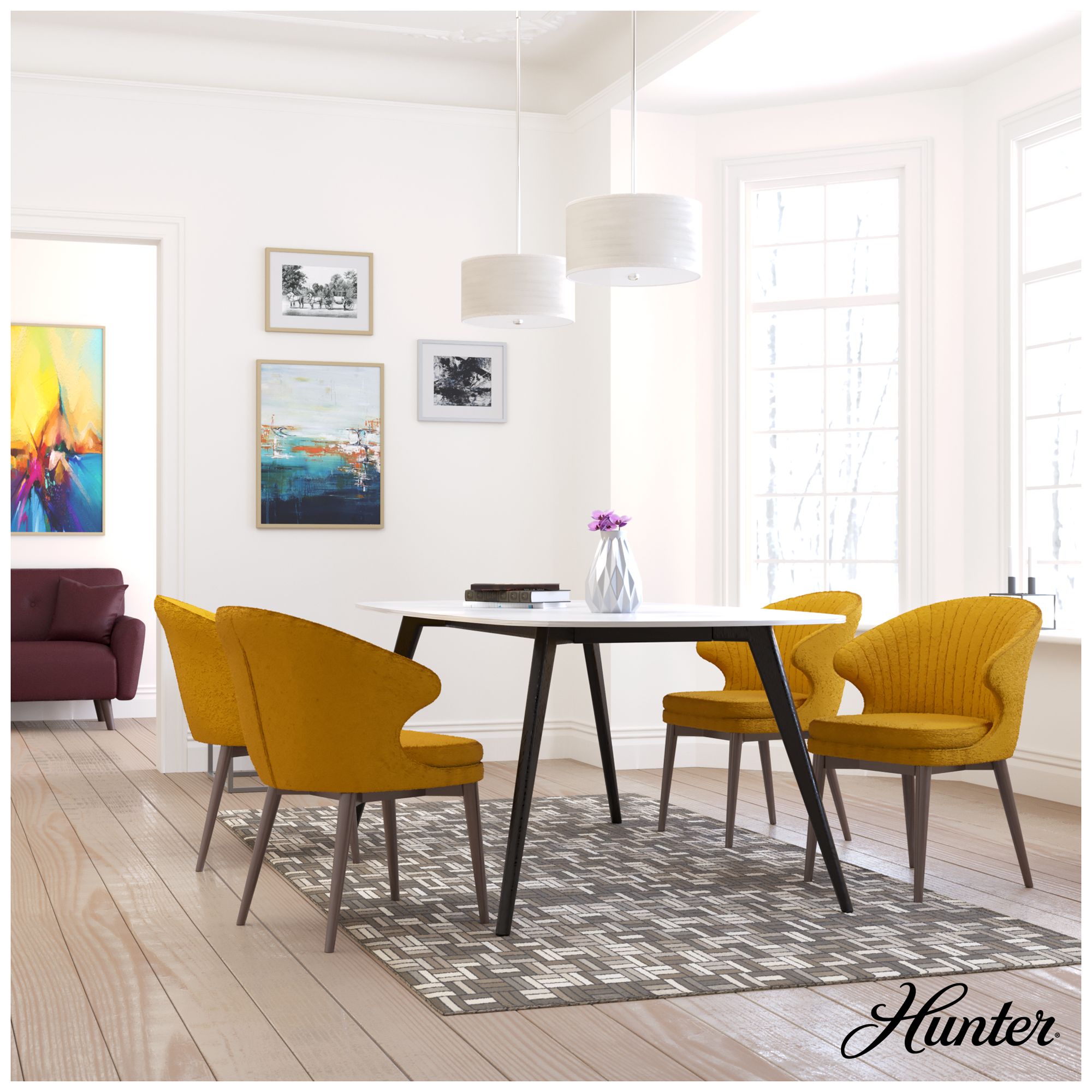 Image 3 Hunter Solhaven Brushed Nickel 2 Light Pendant more views