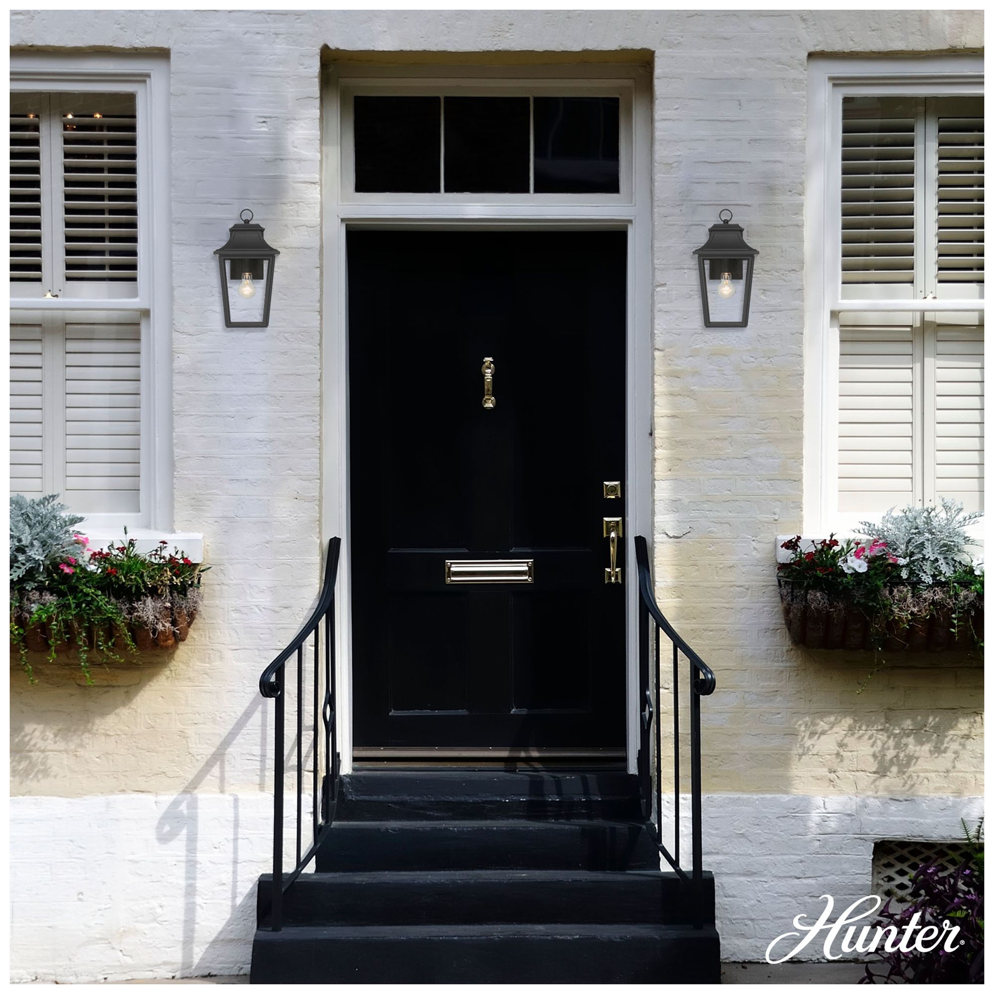 Image 2 Hunter Spring Cove Matte Black Outdoor 1 Light Medium 15 Inch Wall Light more views