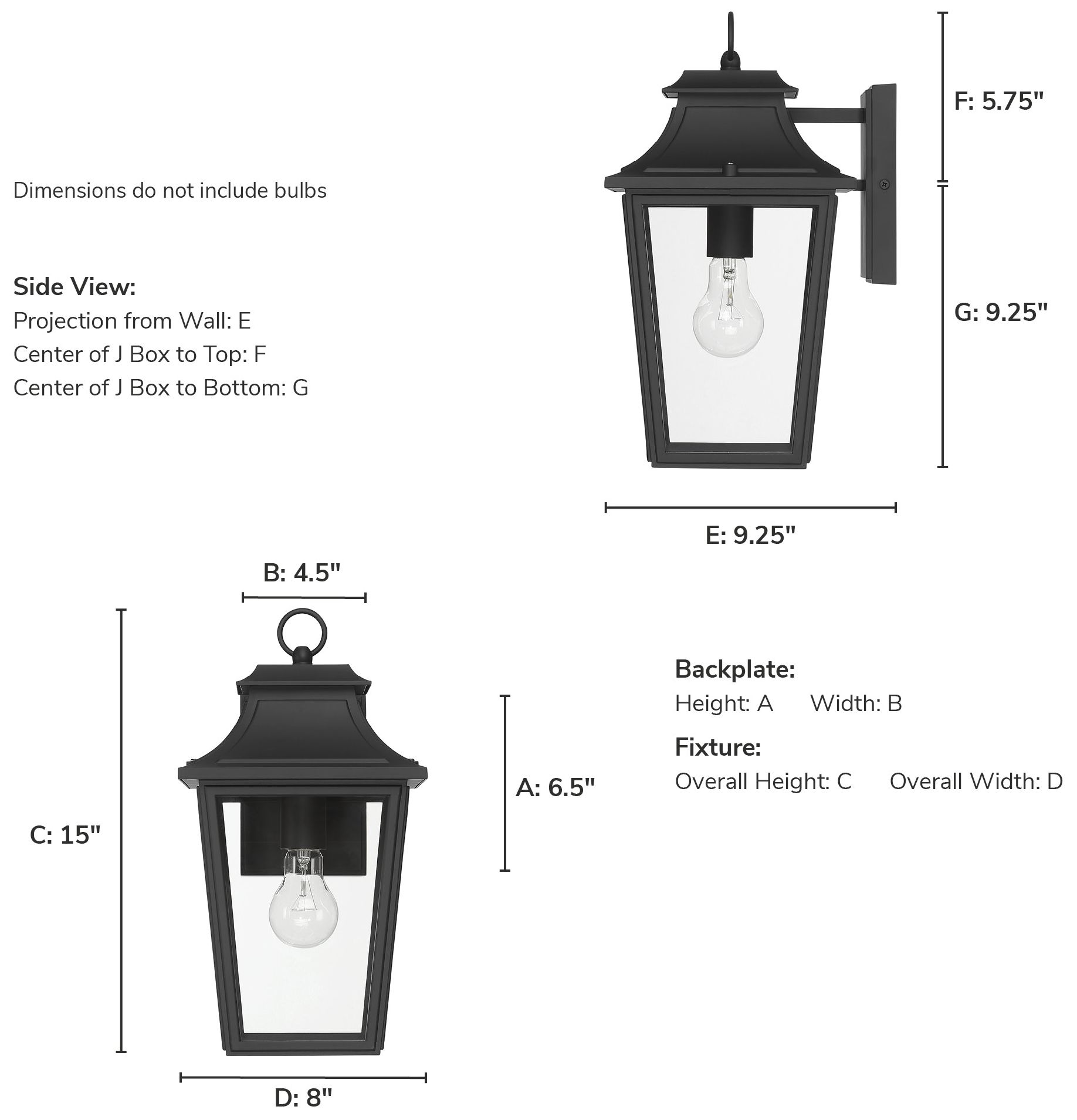 Image 4 Hunter Spring Cove Matte Black Outdoor 1 Light Medium 15 Inch Wall Light more views