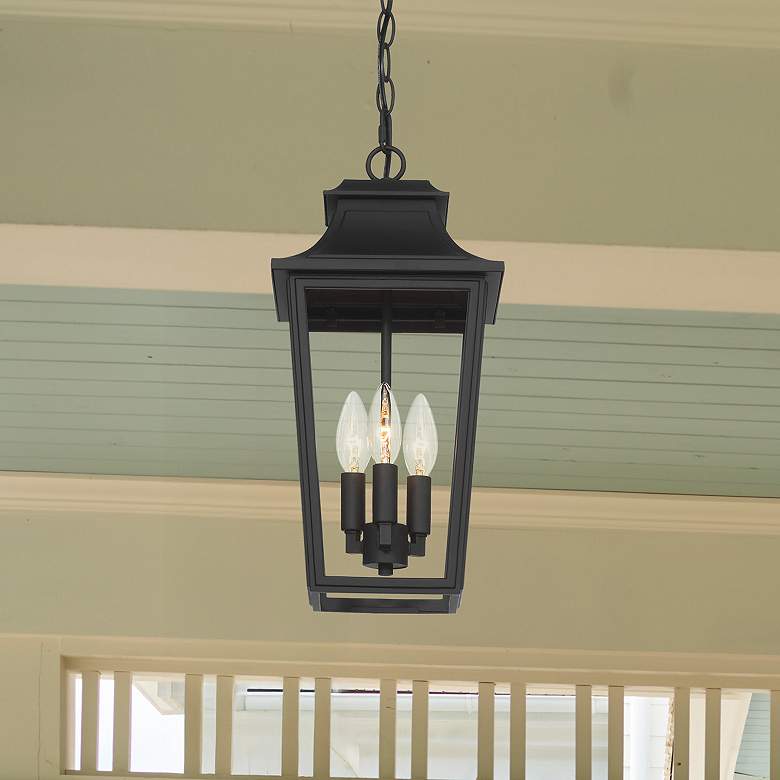 Image 1 Hunter Spring Cove Matte Black Outdoor 3 Light Large 17 Inch Pendant