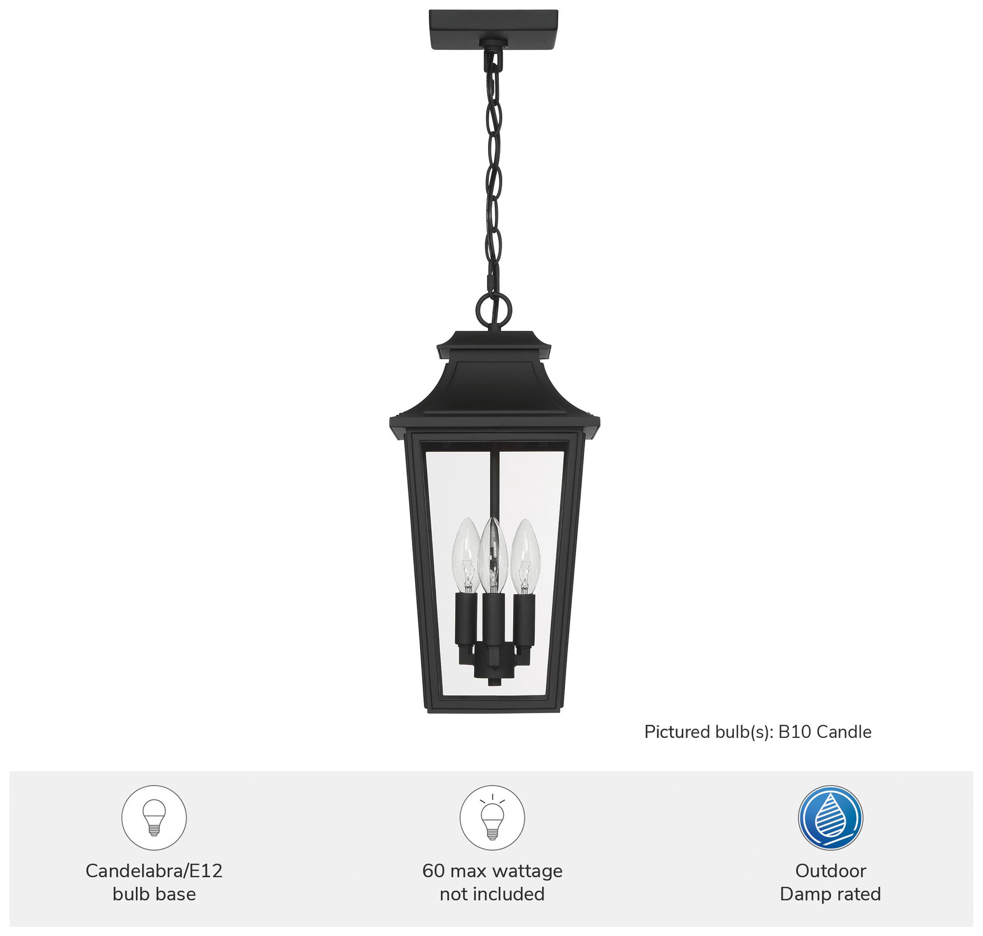 Image 5 Hunter Spring Cove Matte Black Outdoor 3 Light Large 17 Inch Pendant more views