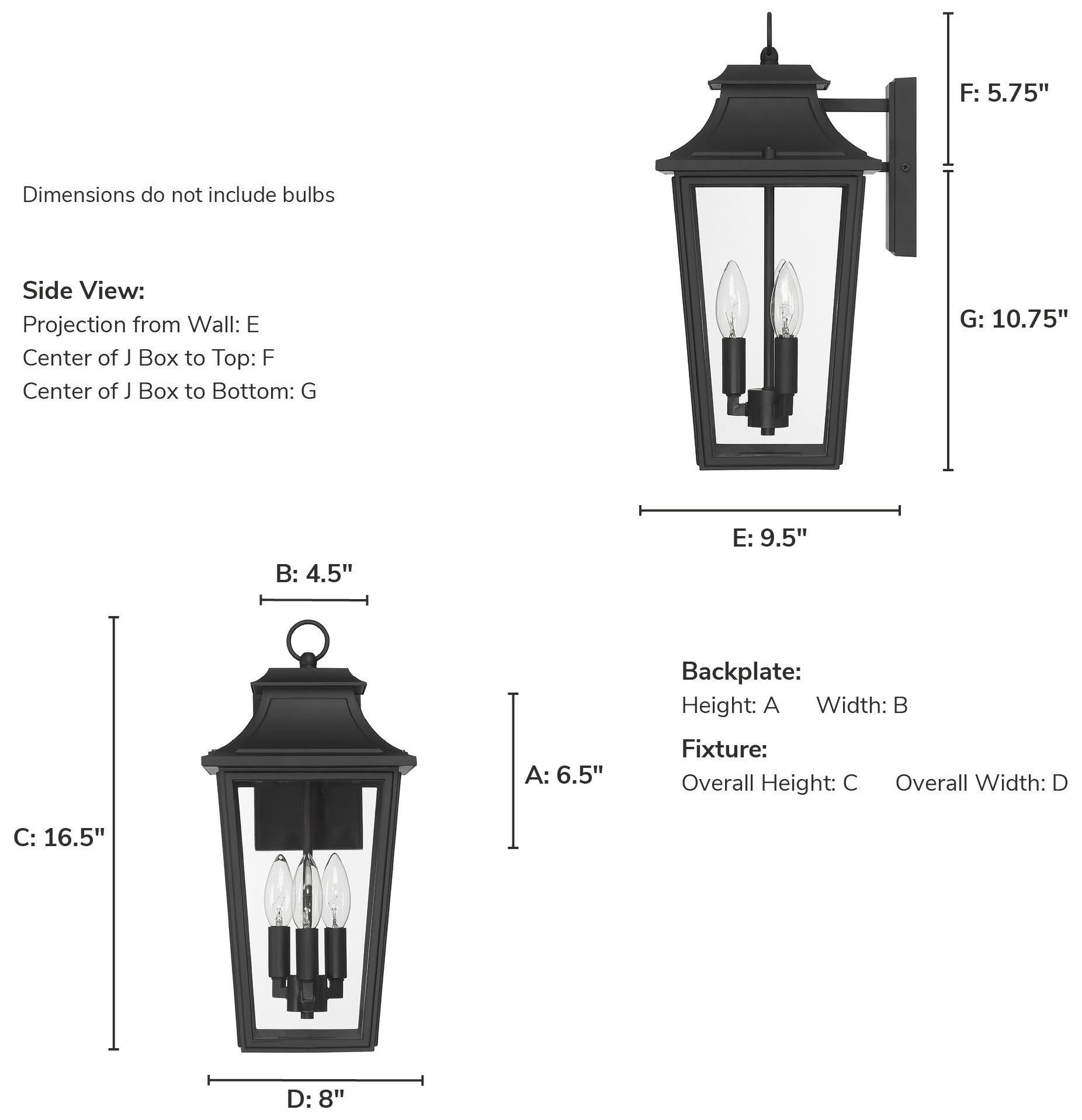 Image 4 Hunter Spring Cove Matte Black Outdoor 3 Light Large 17 Inch Wall Light more views