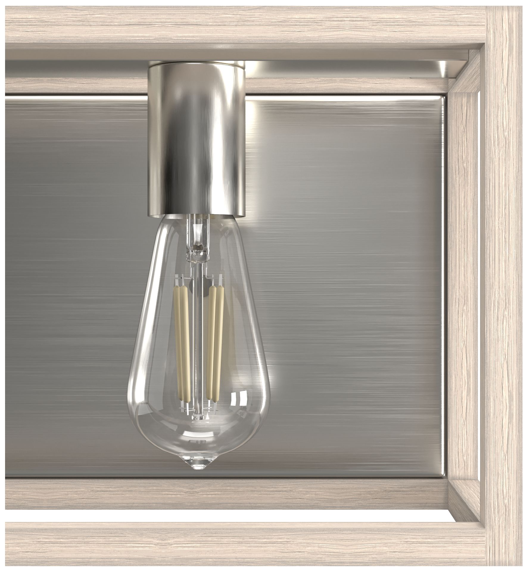 Image 2 Hunter Squire Manor Brushed Nickel/Bleached Wood 2 Light Medium Vanity more views