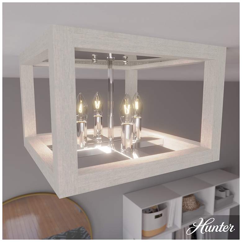 Image 5 Hunter Squire Manor Chrome and Distressed White 4 Light Flush Mount more views