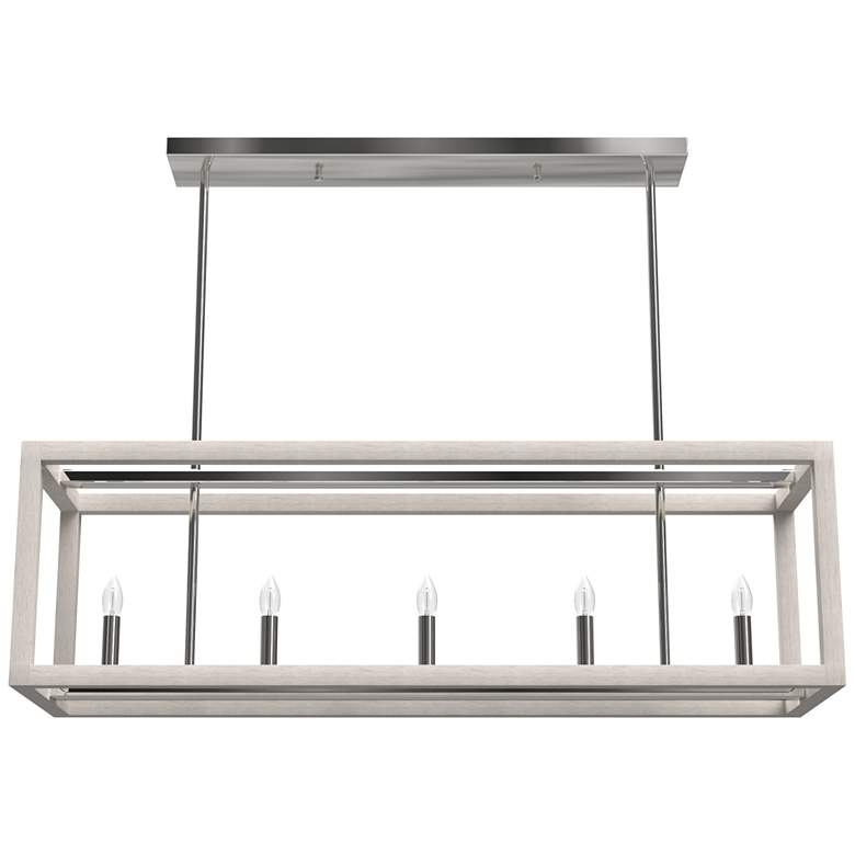 Image 1 Hunter Squire Manor Chrome and Distressed White 5 Light Chandelier