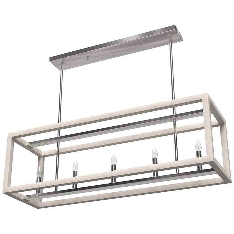 Image 2 Hunter Squire Manor Chrome and Distressed White 5 Light Chandelier more views