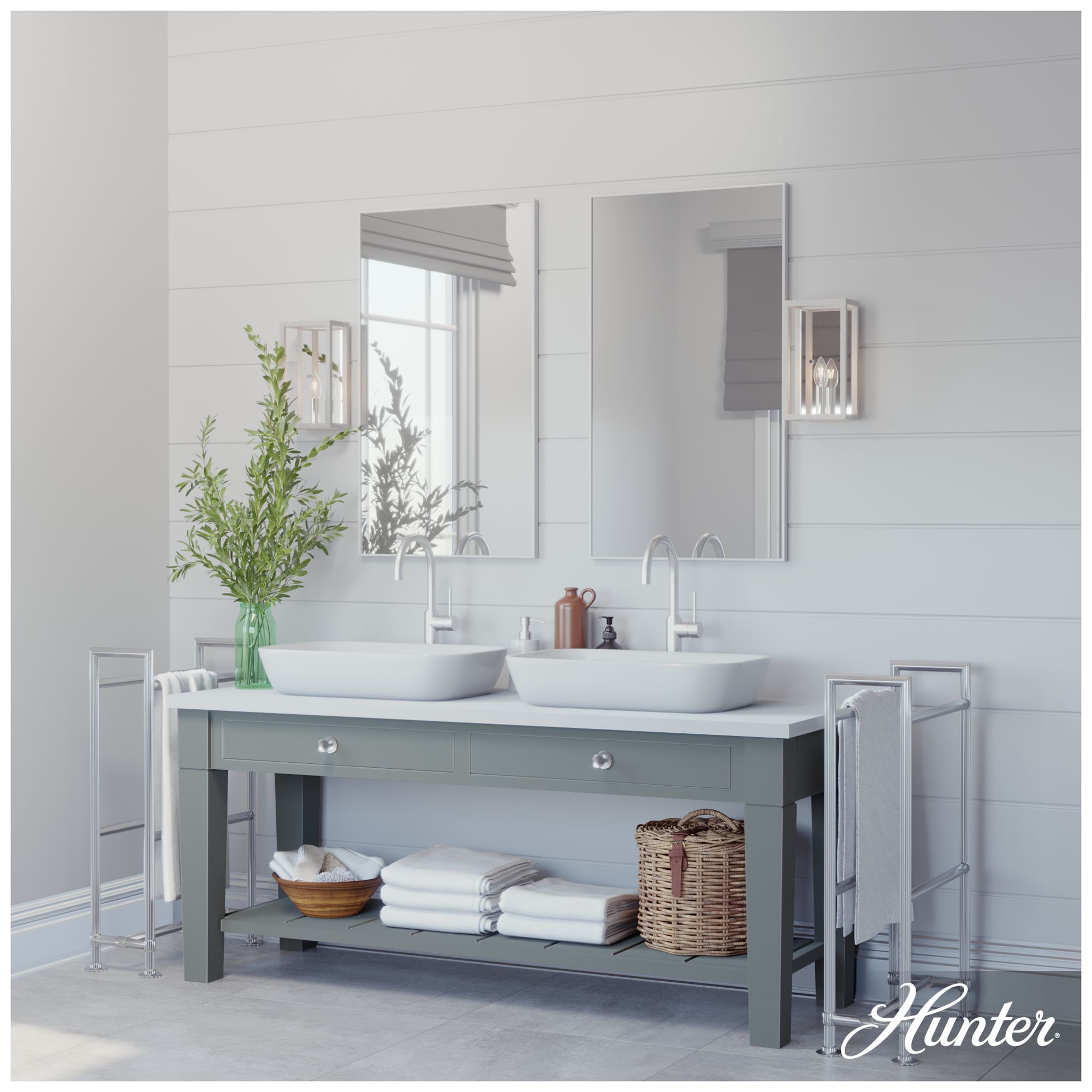 Image 6 Hunter Squire Manor Distressed White Sconce more views