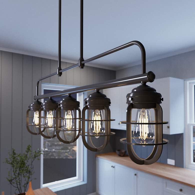 Image 1 Hunter Starklake 5 Light Chandelier Noble Bronze