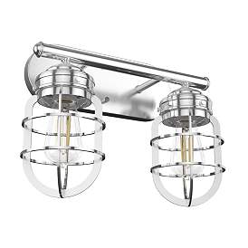 Image1 of Hunter Starklake Brushed Nickel 2 Light Vanity Wall Light Fixture