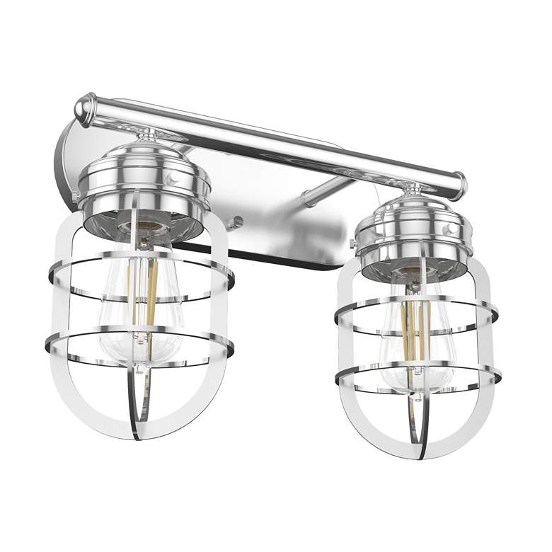 Image 1 Hunter Starklake Brushed Nickel 2 Light Vanity Wall Light Fixture