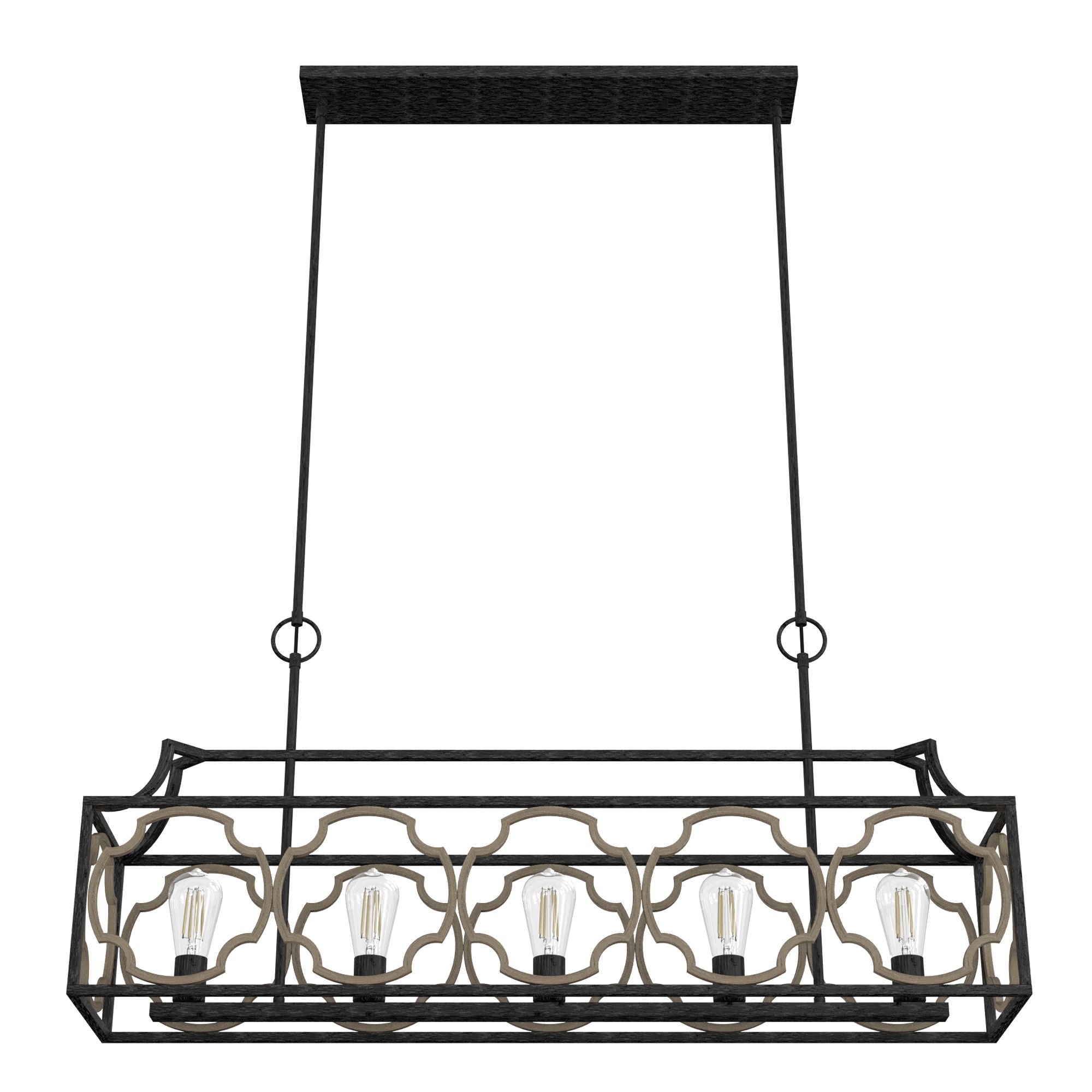 Image 4 Hunter Stone Creek French Oak and Rustic Iron 5 Light Large Chandelier more views