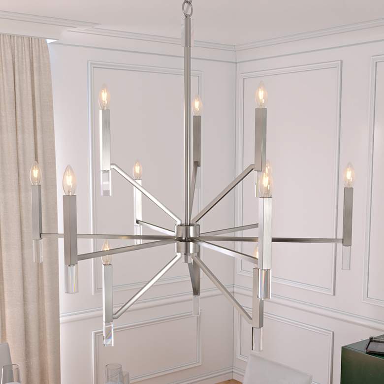 Image 2 Hunter Sunjai 40" Wide Brushed Nickel 12-Light Chandelier