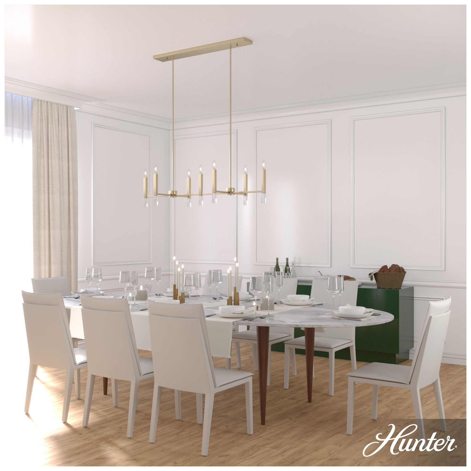 Hunter Sunjai Alturas Gold 7 Light Large Chandelier Ceiling Light Fixture