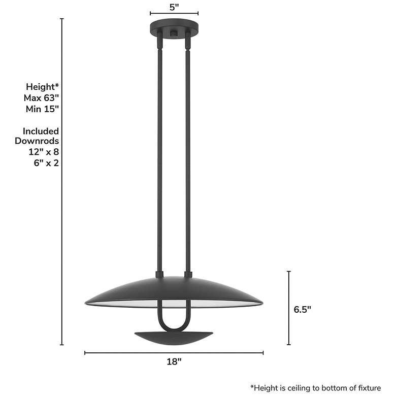 Image 4 Hunter Sunset Ridge Matte Black Light Large Pendant more views