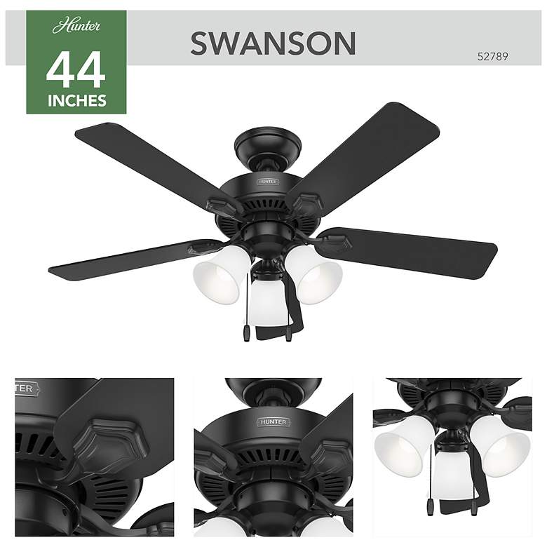 Image 5 Hunter Swanson LED 44 in Matte Black ENERGY STAR Indoor Fan more views