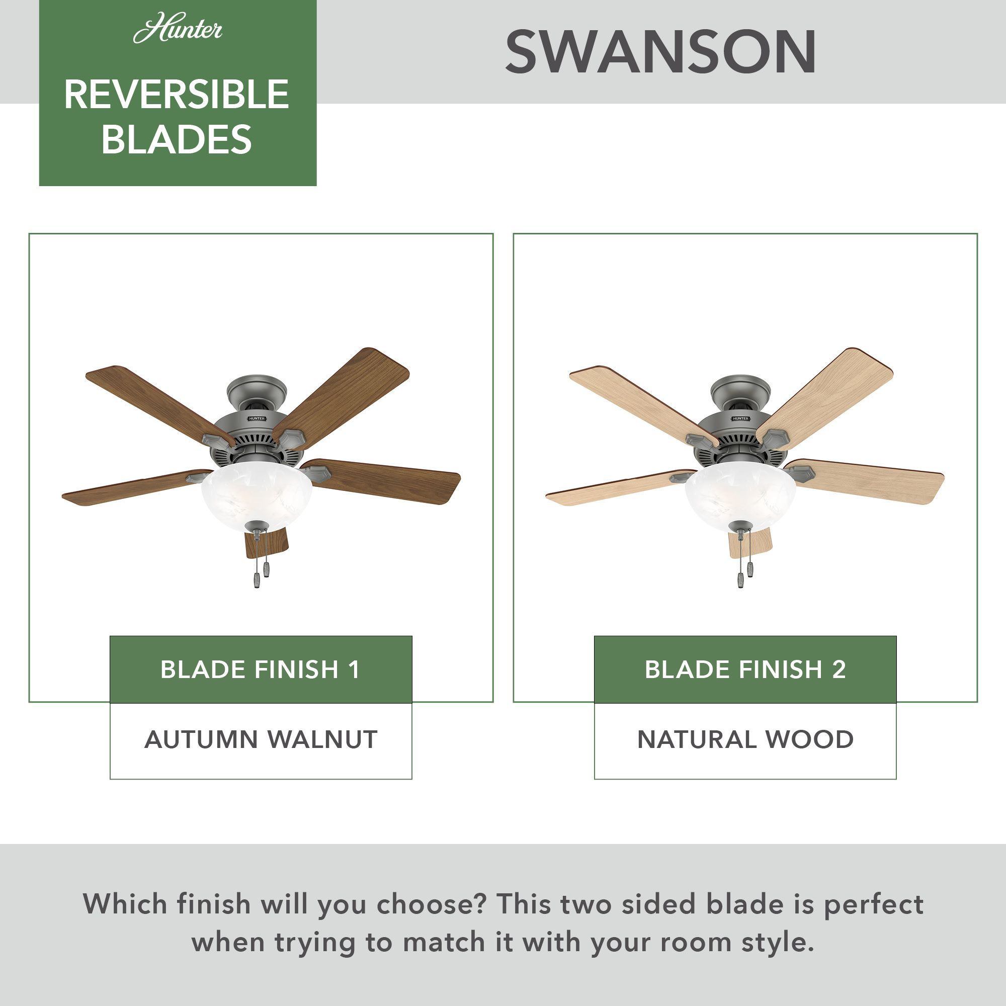 Hunter Swanson LED 44 in Matte Silver ENERGY STAR Indoor Fan