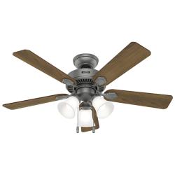 Hunter Swanson LED 44 in Matte Silver ENERGY STAR Indoor Fan