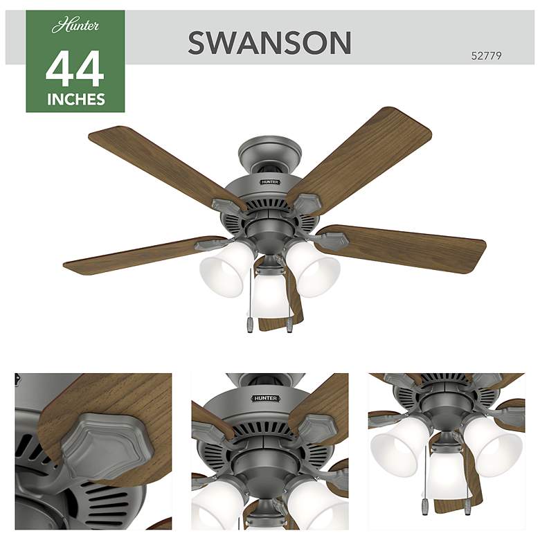 Image 5 Hunter Swanson LED 44 in Matte Silver ENERGY STAR Indoor Fan more views