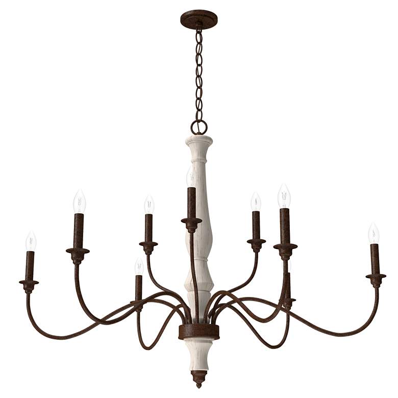 Image 1 Hunter Teren 9 Light 2-Tier Chandelier Distressed White-Textured Rust