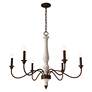 1_Hunter Teren Distressed White and Textured Rust 6 Light Chandelier
