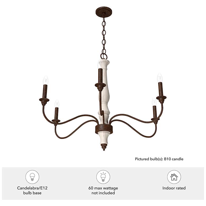 Image 4 Hunter Teren Distressed White and Textured Rust 6 Light Chandelier more views