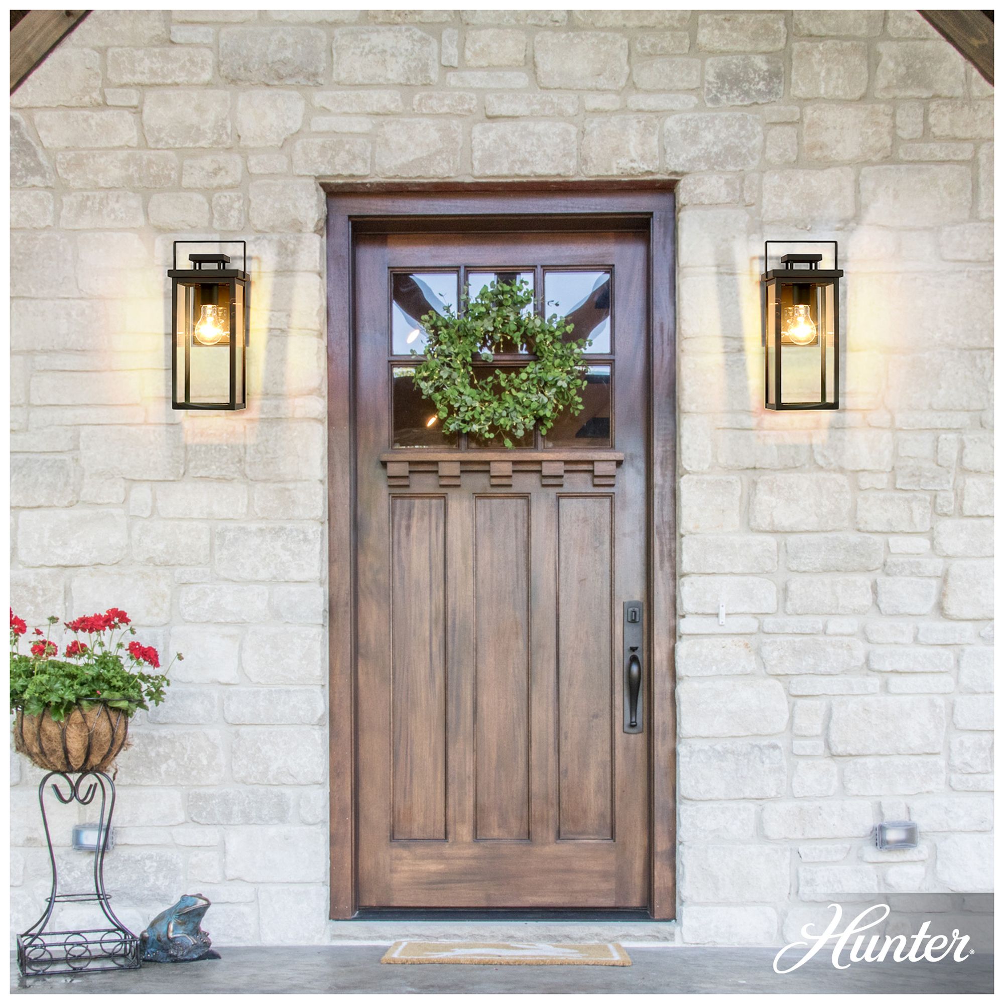 Image 2 Hunter Timbergrove Matte Black Outdoor 1 Light Medium 14 Inch Wall Light more views