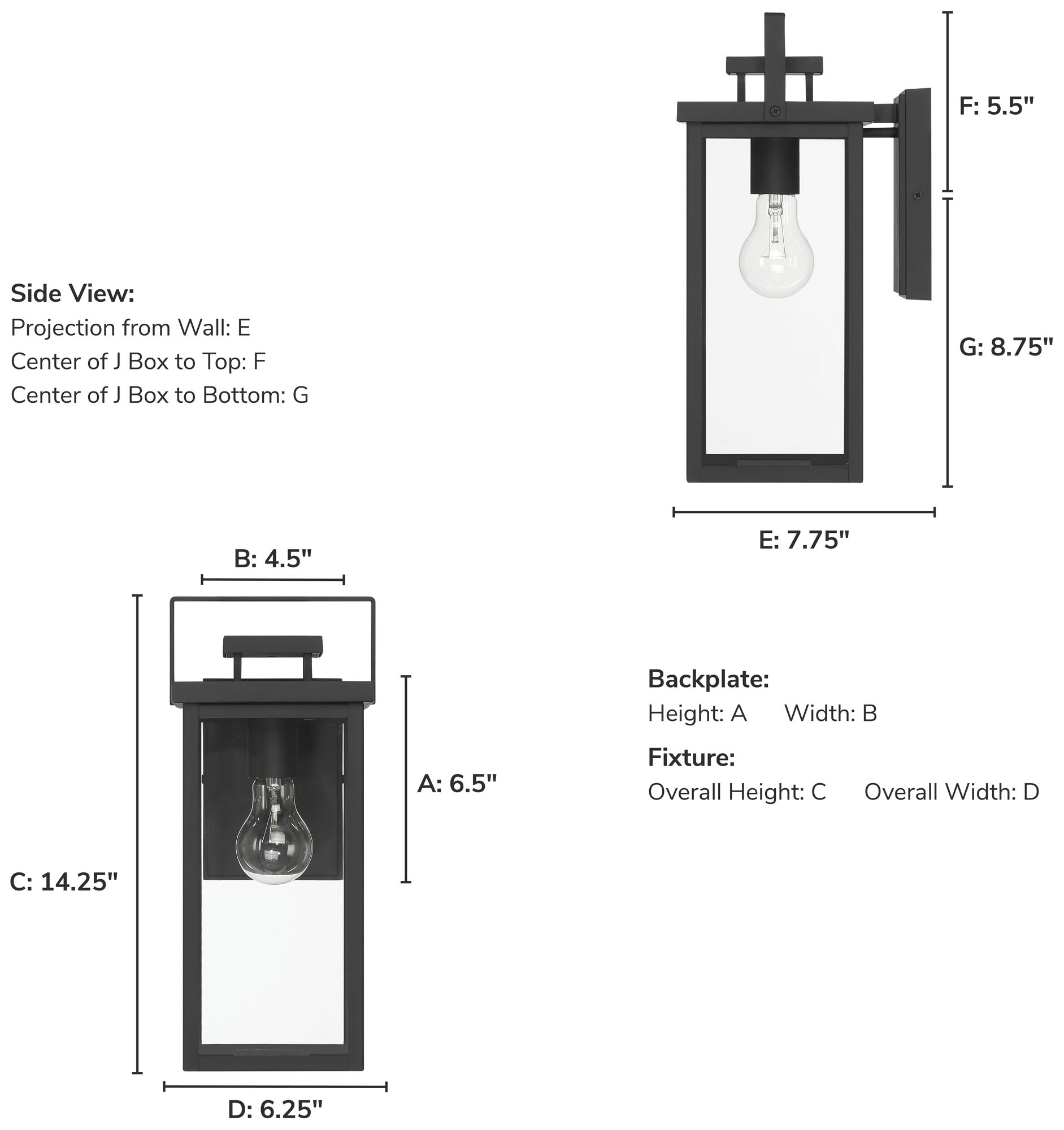 Image 4 Hunter Timbergrove Matte Black Outdoor 1 Light Medium 14 Inch Wall Light more views