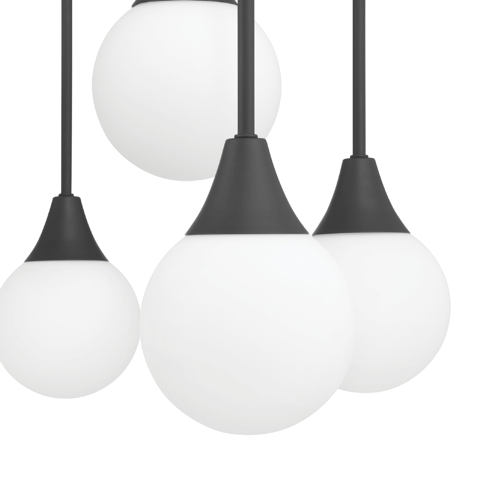 Hunter Valadon Matte Black with Cased White Glass 9 Light Chandelier