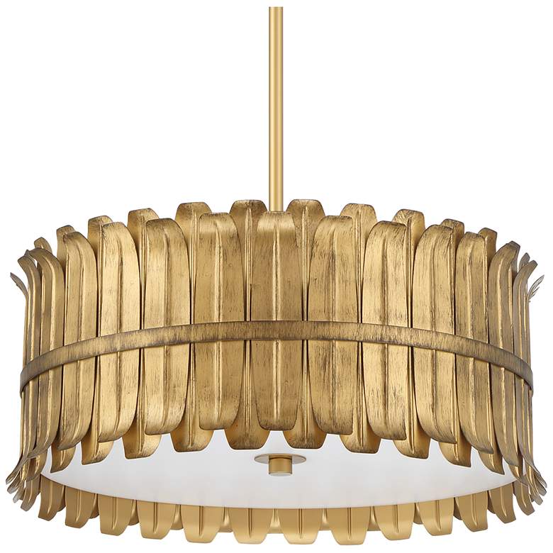 Image 2 Hunter Valdaz Brushed Luxe Gold with Frosted Glass 3 Light Pendant