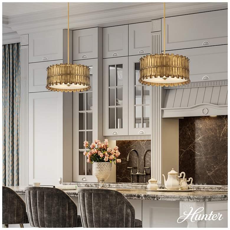 Image 3 Hunter Valdaz Brushed Luxe Gold with Frosted Glass 3 Light Pendant more views