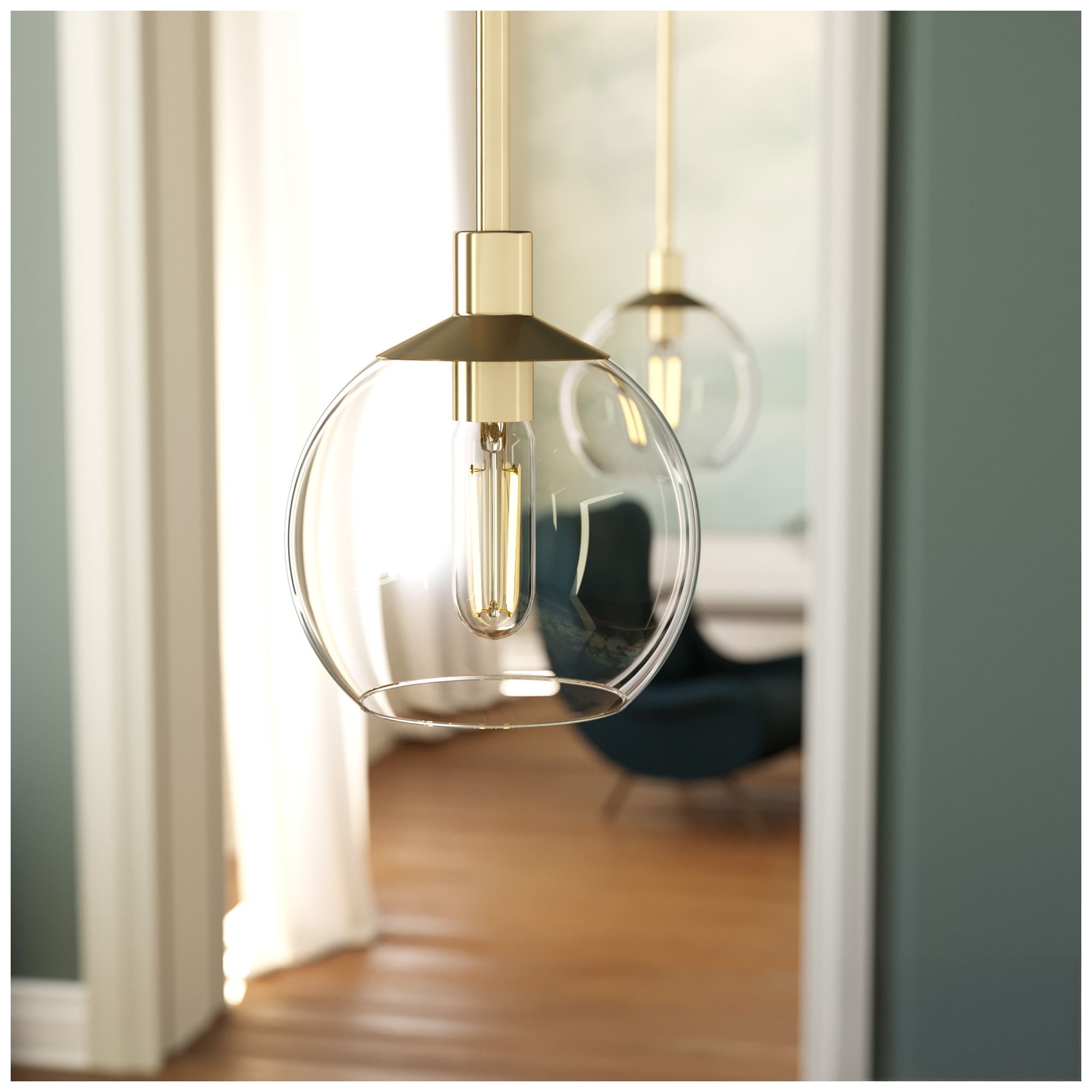 Image 6 Hunter Xidane Alturas Gold with Clear Glass 1 Light Pendant more views